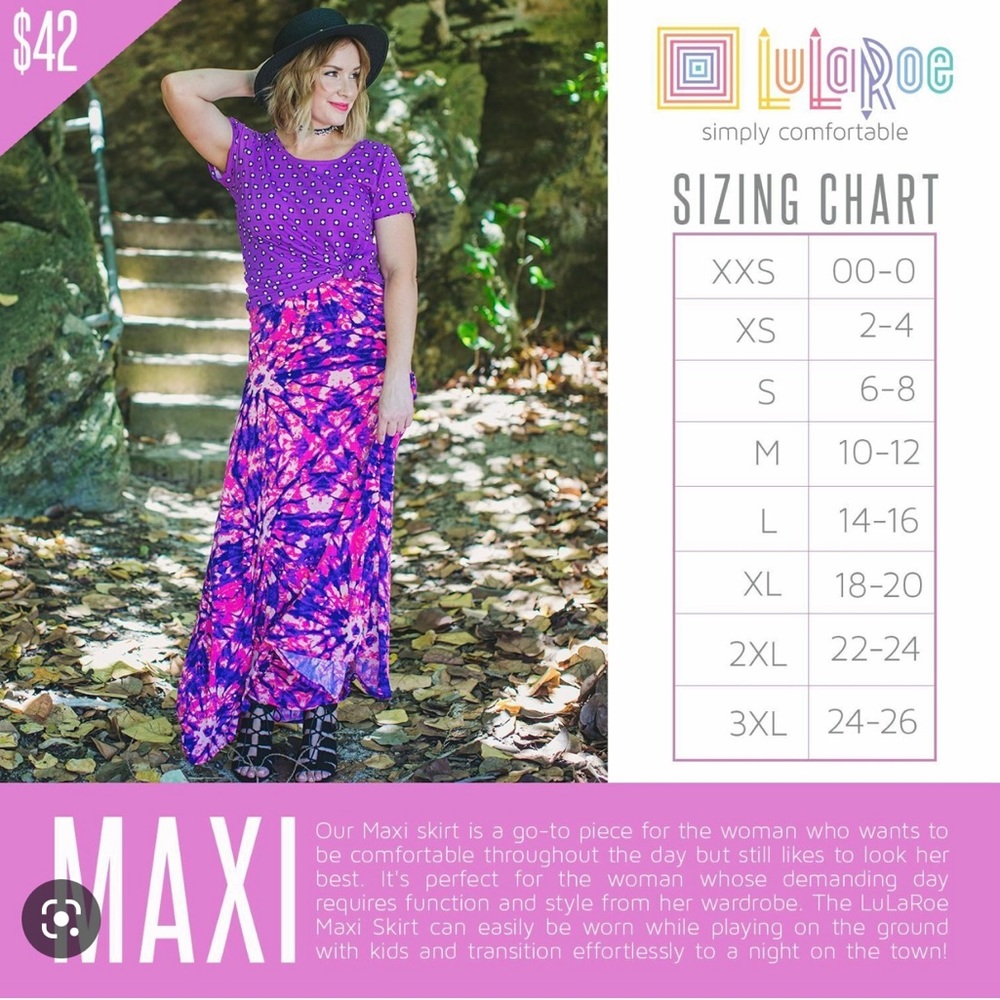 Lularoe XL blue geometric print Maxi skirt. Pink, turquoise, white - Picture 6 of 6